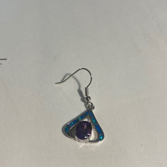 Adeser Jewelry Women’s 925 Silver Dangle Earrings Lab Purple Dangle - Picture 4 of 5